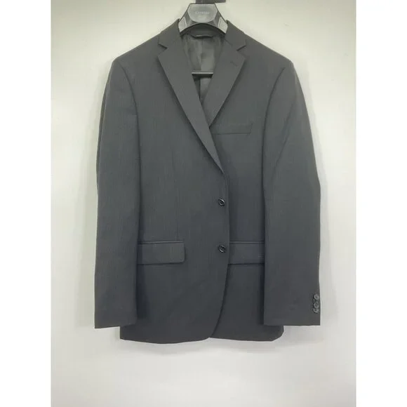 Marc Anthony Mens Gray Shadow Striped Suit Jacket 42R Wool Pants 36x32 - Picture 11 of 16